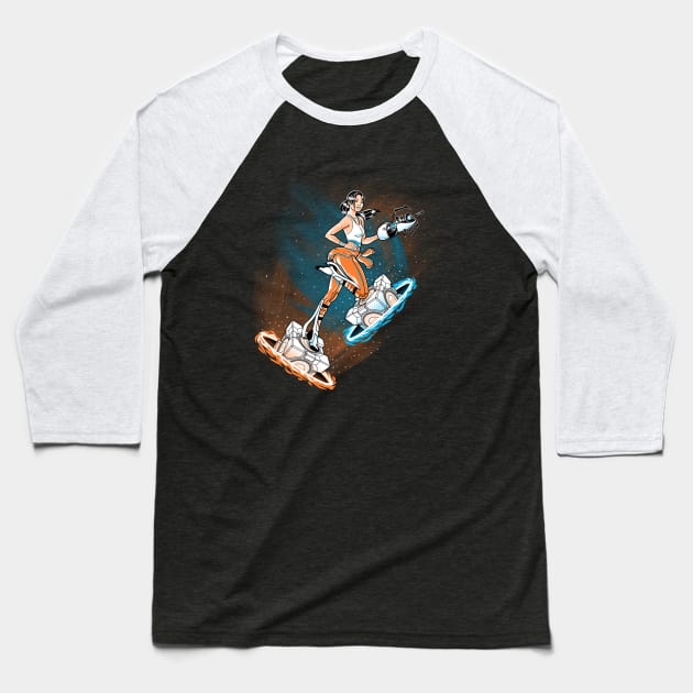 Chell PinUP Baseball T-Shirt by Cromanart